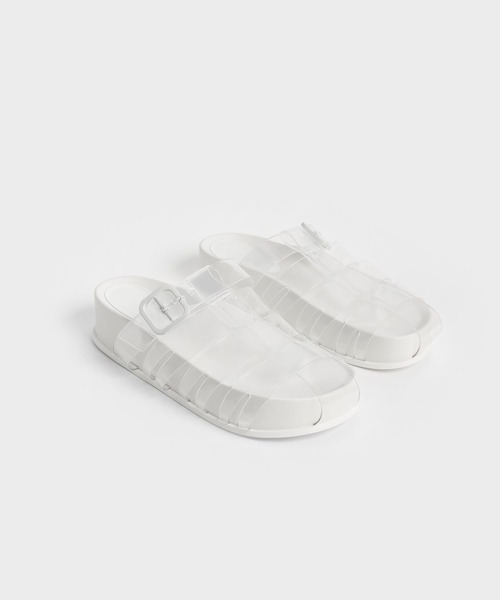 「CHARLES & KEITH」 フラットサンダル 22.5cm パープル レディース_画像2