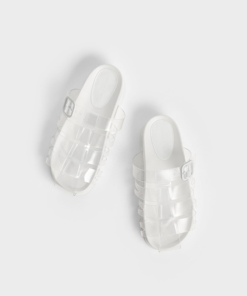 「CHARLES & KEITH」 フラットサンダル 22.5cm パープル レディース_画像5