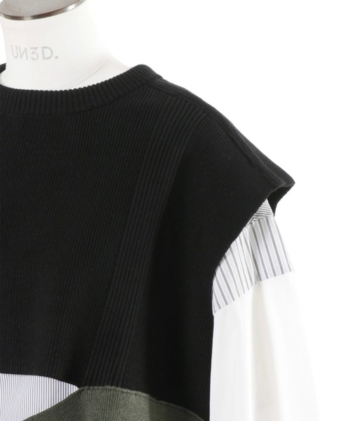 UN3D. ブラウス シャツ UN3D./アンスリード/KNIT VEST DOCKING