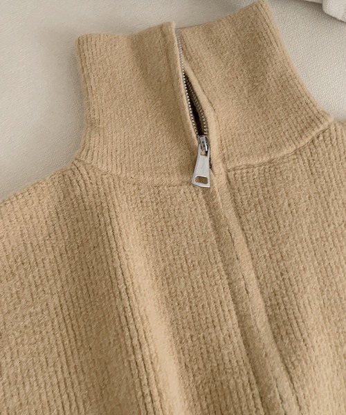 LOWO ベスト ジレ ダブルジップ ハイネック ニット ベスト トップス