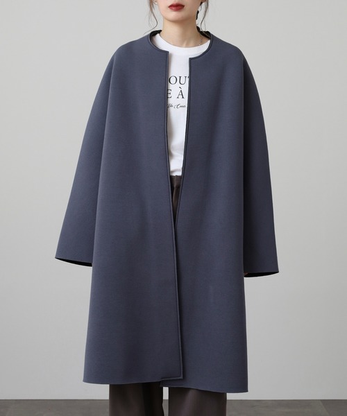 FUNALIVE（ファンアライブ） ノーカラーコート コート ボンディング