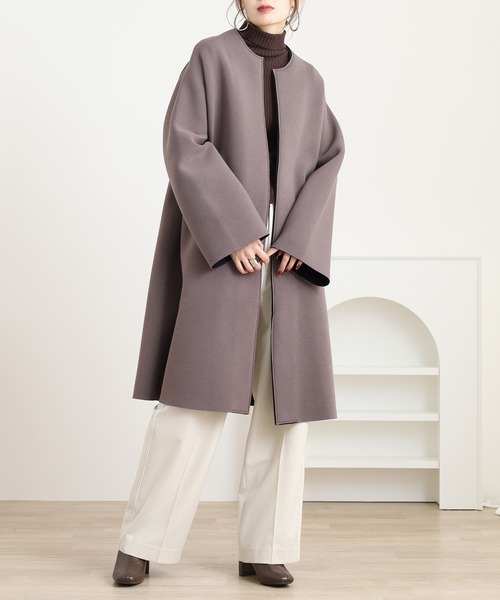 FUNALIVE（ファンアライブ） ノーカラーコート コート ボンディング