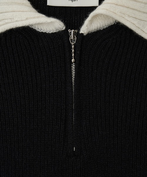 Kijun（キジュン） ワンピース Half Zip-Up Knit Dress リブ編み