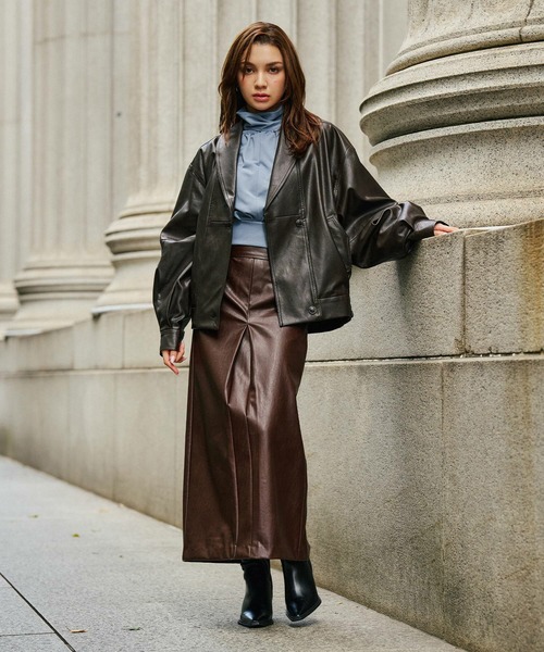 KINO THE KEI コート アウター ショールカラー レザー ブルゾン