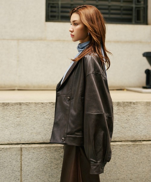 ジャケット・アウター kei KINO THE KEI コート アウター ユニセックス 薄中綿 バイカーズ レザー