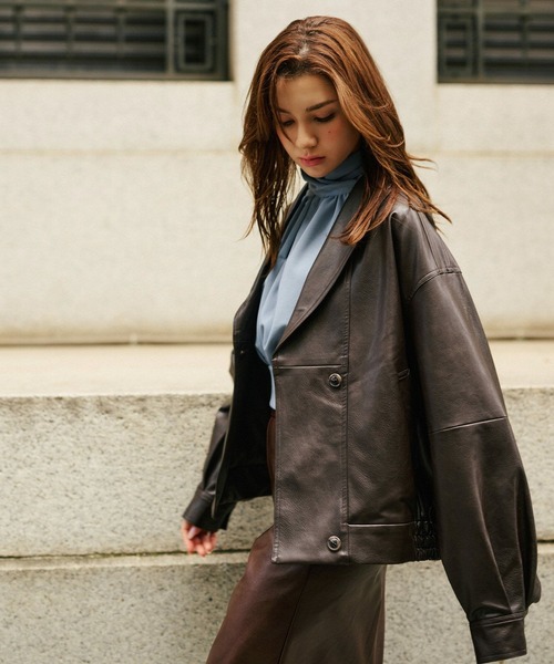 ジャケット・アウター kei KINO THE KEI コート アウター ユニセックス 薄中綿 バイカーズ レザー