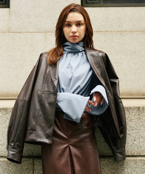 KINO THE KEI コート アウター ショールカラー レザー ブルゾン