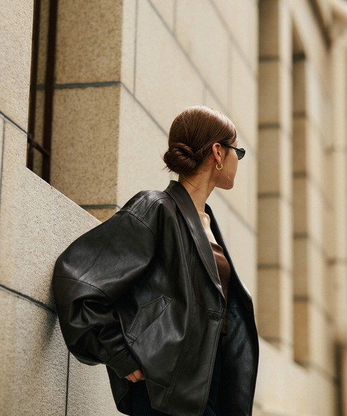 ジャケット・アウター kei KINO THE KEI コート アウター ユニセックス 薄中綿 バイカーズ レザー