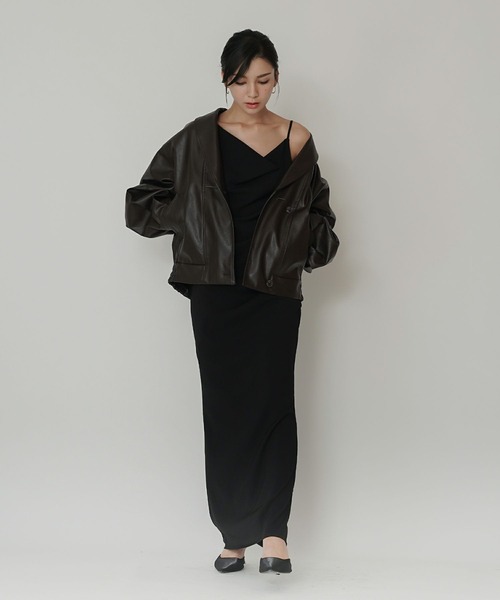 KINO THE KEI コート アウター ショールカラー レザー ブルゾン