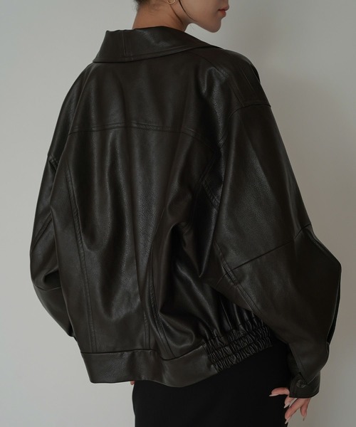KINO THE KEI コート アウター ショールカラー レザー ブルゾン