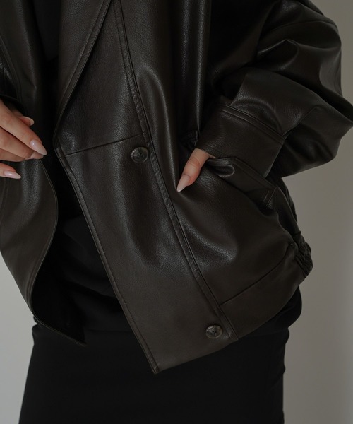 KINO THE KEI コート アウター ショールカラー レザー ブルゾン