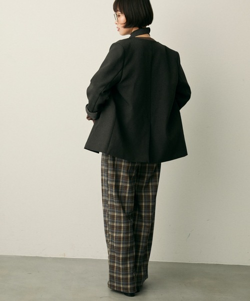 ブラックノーカラージャケット リボン付き full/fill. ジャケット ノーカラージャケット ribbon no collar jacket