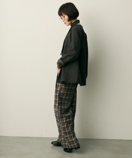 ブラックノーカラージャケット リボン付き full/fill. ジャケット ノーカラージャケット ribbon no collar jacket
