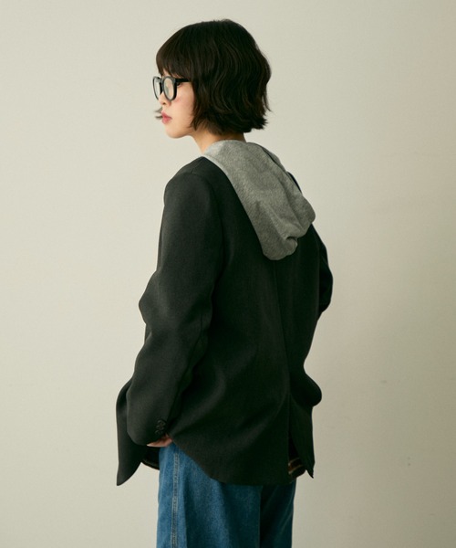 ブラックノーカラージャケット リボン付き full/fill. ジャケット ノーカラージャケット ribbon no collar jacket
