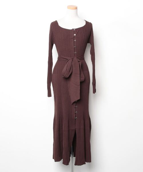 【発送の関係により11/9までの出品】Her lip to ニットワンピース Her lip to 「Her to」 ニットワンピース M ブラウン レディース