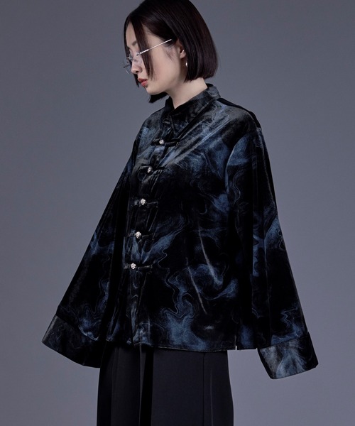 Ellno Loset（エルノロゼット） シャツ ニュアンスガラベロアシルバー