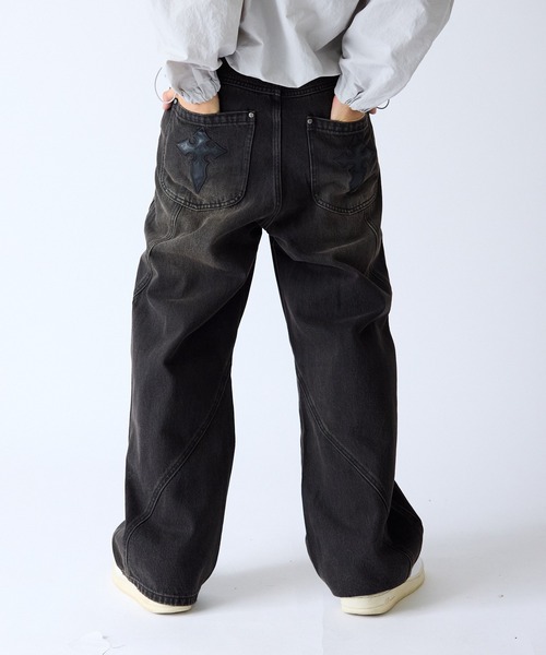 パンツ Switching Pierced Baggy Jeans SUPPLIER（サプライヤー） ジーンズ Switching Pierced Baggy Jeanes