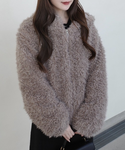 Ada. コート アウター もこもこ ボア フーディ ブルゾン レディース