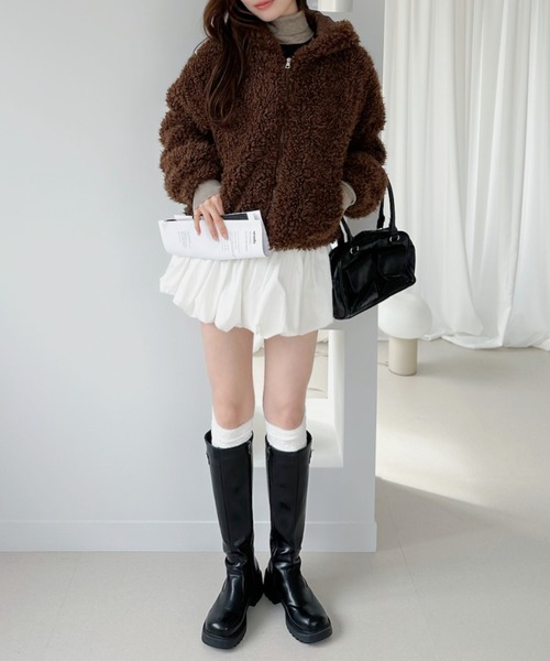 Ada. コート アウター もこもこ ボア フーディ ブルゾン レディース