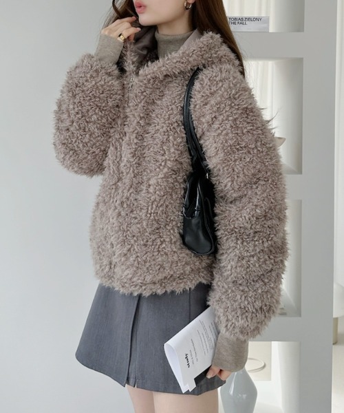 Ada. コート アウター もこもこ ボア フーディ ブルゾン レディース