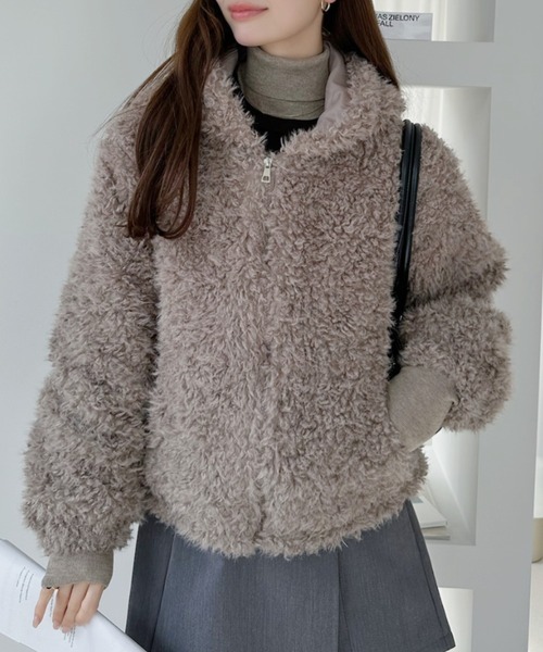 Ada. コート アウター もこもこ ボア フーディ ブルゾン レディース