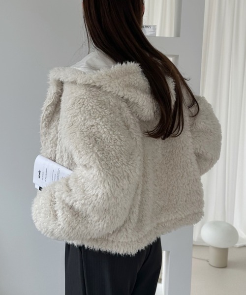 Ada. コート アウター もこもこ ボア フーディ ブルゾン レディース