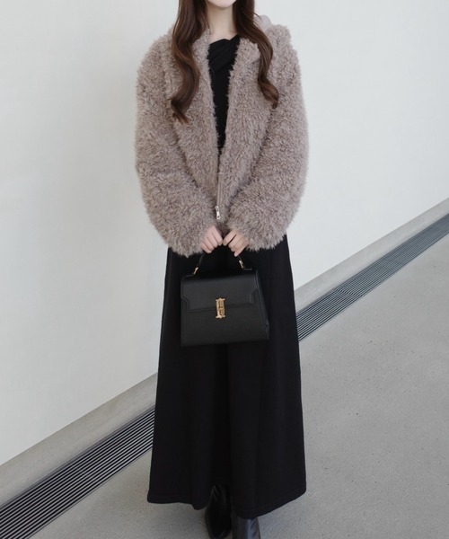 Ada. コート アウター もこもこ ボア フーディ ブルゾン レディース