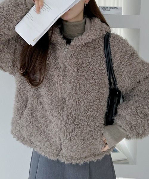 Ada. コート アウター もこもこ ボア フーディ ブルゾン レディース