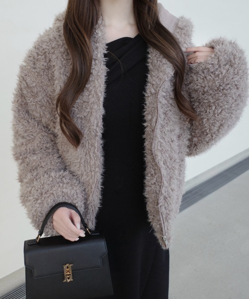 Ada. コート アウター もこもこ ボア フーディ ブルゾン レディース