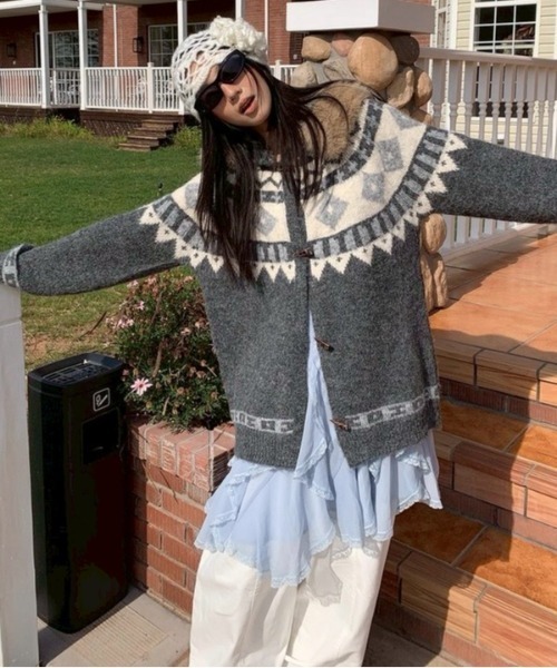 ALMO パーカー 「LAMPOON」フェイクファーニットパーカー レディース