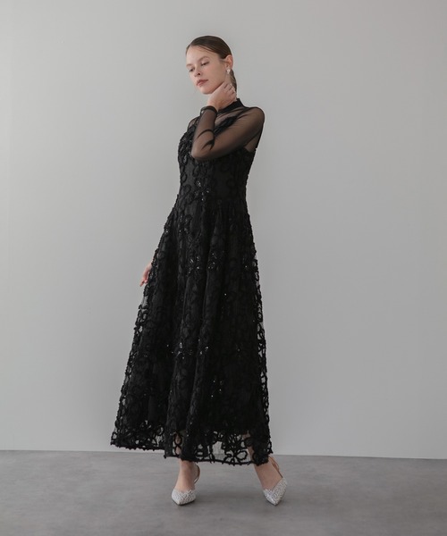 Leja（レジャ） ドレス 「LEJA」シアーフラワーレースレイヤード