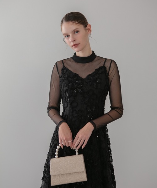 LEJA シアーフラワーレースレイヤードワンピース Leja（レジャ） ドレス 「LEJA」シアーフラワーレースレイヤード