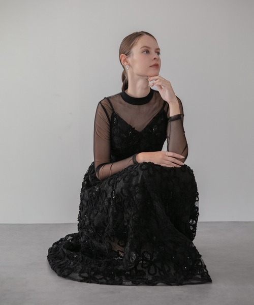 Leja（レジャ） ドレス 「LEJA」シアーフラワーレースレイヤード