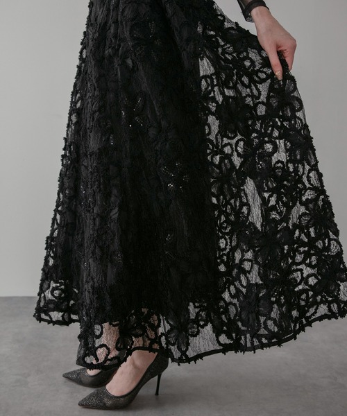 LEJA シアーフラワーレースレイヤードワンピース 当日発送】シアーフラワーレースレイヤードワンピース