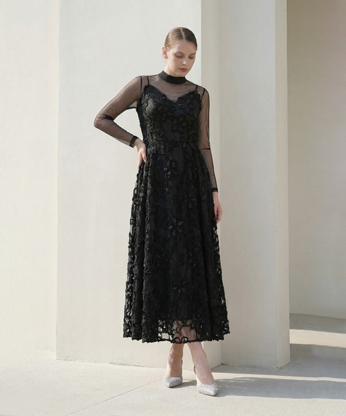Leja（レジャ） ドレス 「LEJA」シアーフラワーレースレイヤード