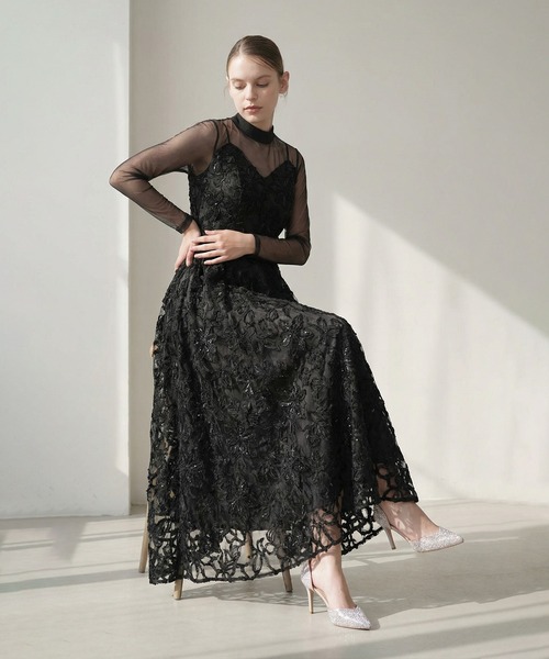 Leja（レジャ） ドレス 「LEJA」シアーフラワーレースレイヤード