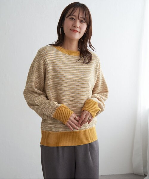 ikka（イッカ） ニット セーター 幾何ジャガードニットプルオーバー