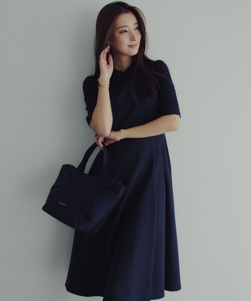 TOCCA 2020 トッカ SHOAL ドレス ネイビー サイズ2 TOCCA（トッカ） ワンピース LACE A LA CARTE HALF SLEEVE ドレス