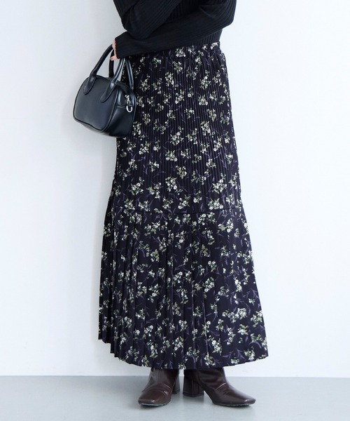 花柄プリーツロングスカート 3 黑 coca（コカ） スカート 花柄プリーツロングスカート : ZOZOTOWN Yahoo