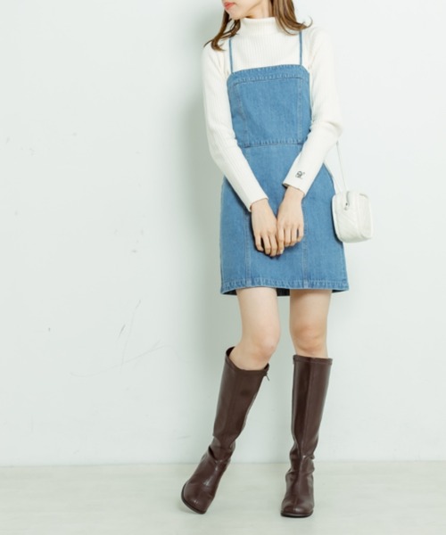 「OLIVE des OLIVE」 キャミソールワンピース FREE ケミカルウォッシュ レディース_画像4