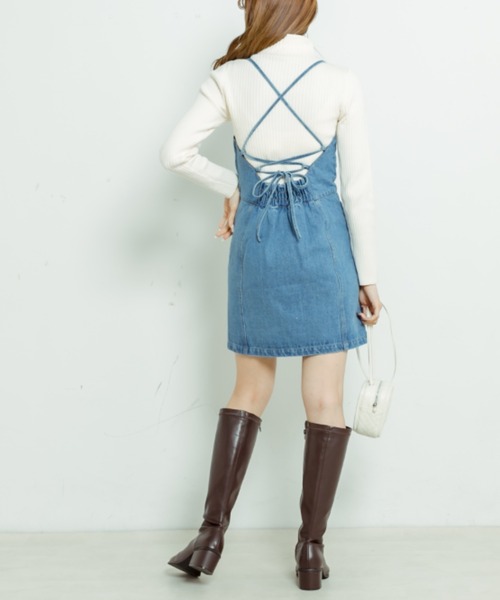 「OLIVE des OLIVE」 キャミソールワンピース FREE ケミカルウォッシュ レディース_画像6