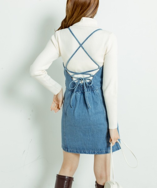 「OLIVE des OLIVE」 キャミソールワンピース FREE ケミカルウォッシュ レディース_画像9