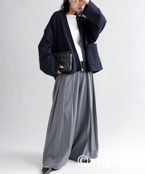 「antiqua」 ブルゾン FREE ネイビー レディース_画像2