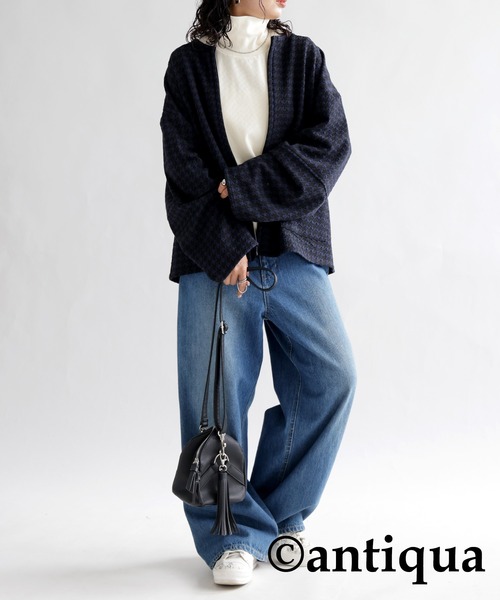 「antiqua」 ブルゾン FREE ネイビー レディース_画像6