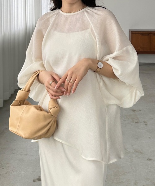 「Louere」 長袖ブラウス LARGE モカ レディース_画像3