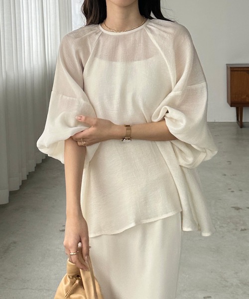 「Louere」 長袖ブラウス LARGE モカ レディース_画像5