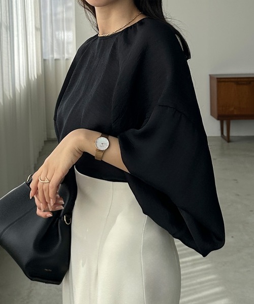 「Louere」 長袖ブラウス LARGE モカ レディース_画像9