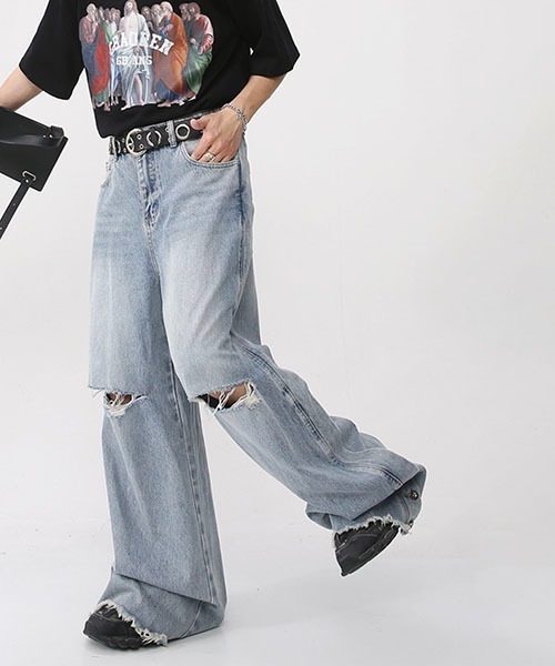 「WESTBOY」 デニムパンツ X-LARGE ブラック メンズ_画像3