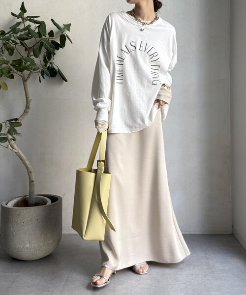 「DouDou」 「siro」長袖カットソー FREE オフホワイト レディース_画像3