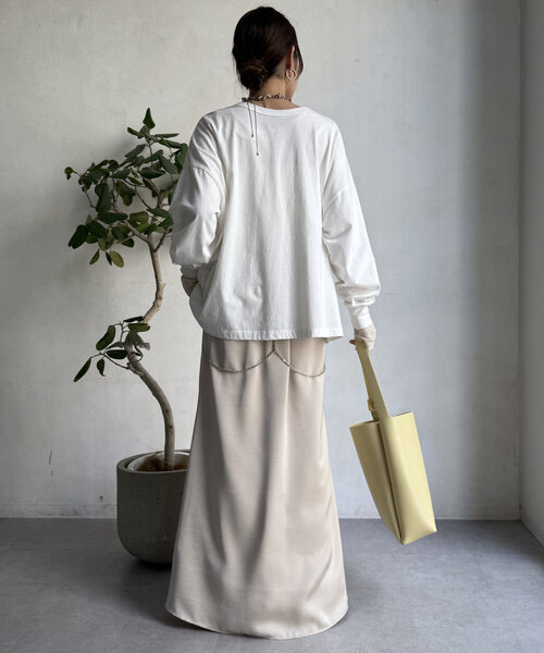 「DouDou」 「siro」長袖カットソー FREE オフホワイト レディース_画像7